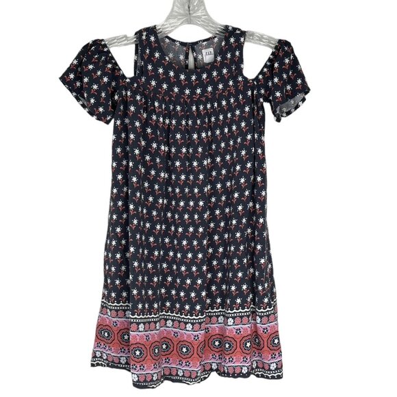 Gap Kids Dress Girls Medium Blue Pink Cold Shoulder Shift - Picture 1 of 14